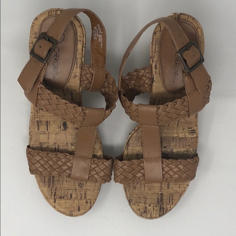 Cork wedge sandals for girls.